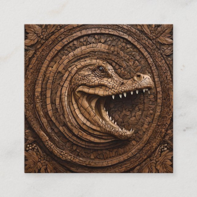 Scary Jaws: Australian Crocodile Wood Print, Fyrkantigt Visitkort (Framsida)