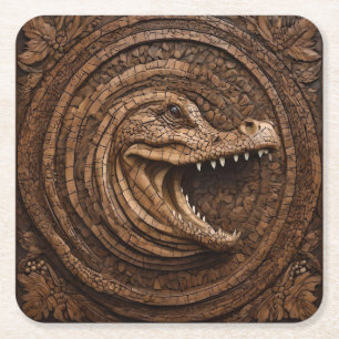 Scary Jaws: Australian Crocodile Wood Print, Underlägg Papper Kvadrat