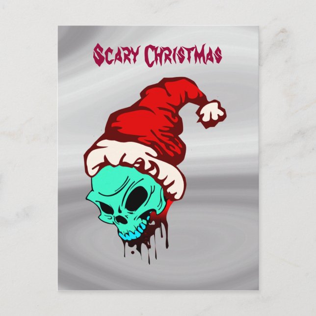 Scary jul Santa Skull Bloody Helg Vykort (Framsida)