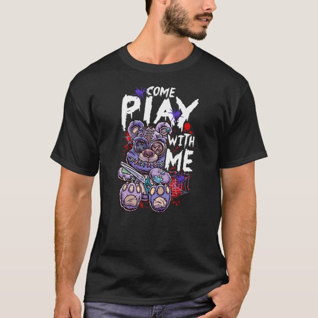 Scary Killer Teddy Bear Pastel Goth Style Creepy K T Shirt (Framsida)