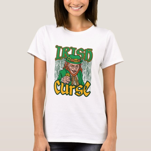Scary Leprechaun Irish Curse St patricks day T Shirt (Framsida)