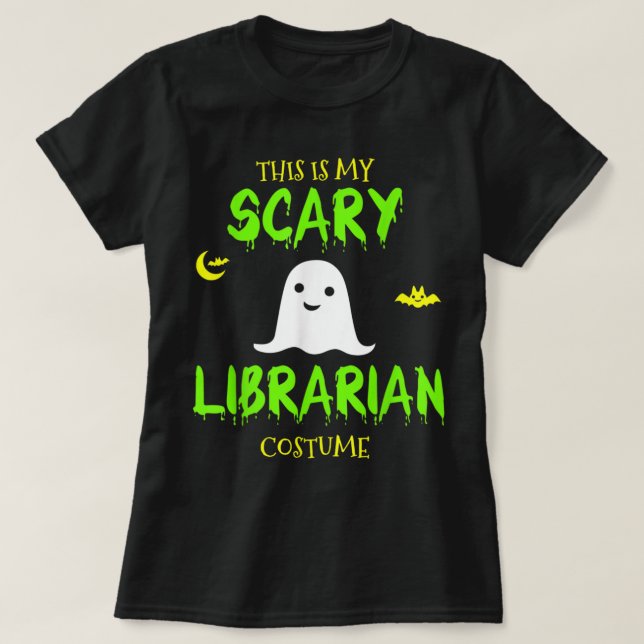 Scary Librarian Costume Halloween Lazy Easy T Shirt (Design framsida)