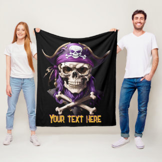 Scary Lila Pirat Skull och Crossbone Fleecefilt