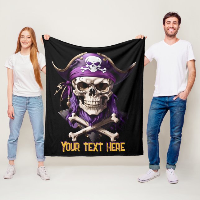 Scary Lila Pirat Skull och Crossbone Fleecefilt (På plats)