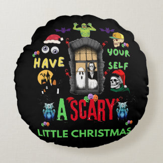 Scary Little Christmas Horror Holiday Design Rund Kudde