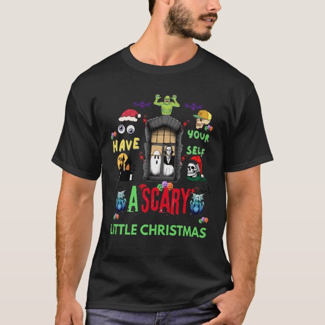 Scary Little Christmas Horror Holiday Design  T Shirt (Framsida)
