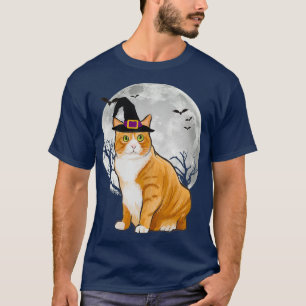 Scary Manx Cat Witch Hat Halloween T Shirt