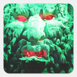 Scary Mask Ansikte i Sten Ansikte Fyrkantigt Klistermärke