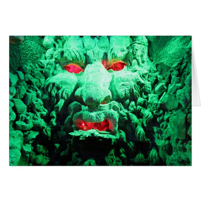 Scary Mask Ansikte i Sten Ansikte Hälsningskort (Framsidan Horizontal)