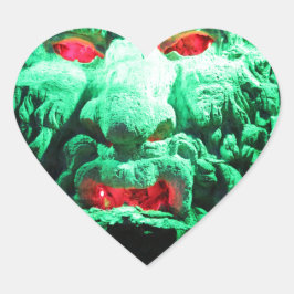 Scary Mask Ansikte i Sten Ansikte Hjärtformat Klistermärke