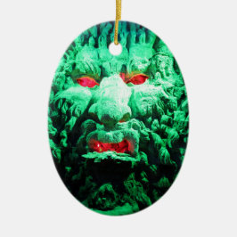 Scary Mask Ansikte i Sten Ansikte Julgransprydnad Keramik