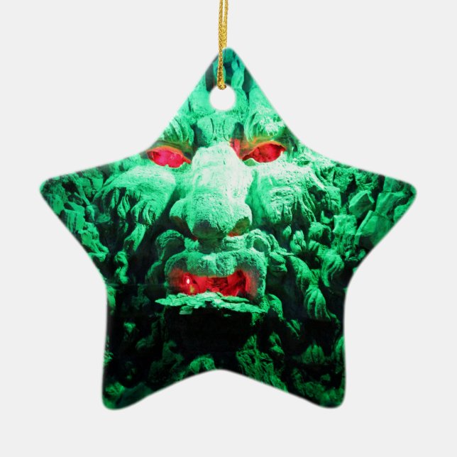 Scary Mask Ansikte i Sten Ansikte Julgransprydnad Keramik (Framsidan)