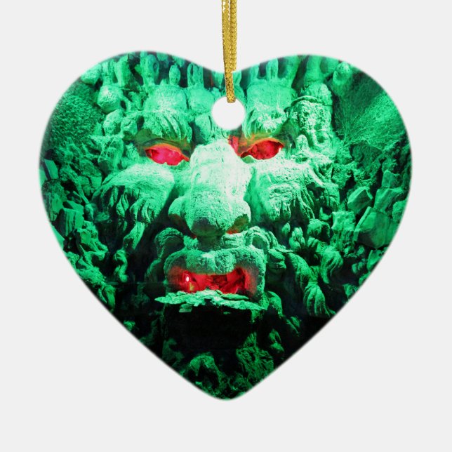 Scary Mask Ansikte i Sten Ansikte Julgransprydnad Keramik (Framsidan)