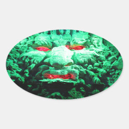 Scary Mask Ansikte i Sten Ansikte Ovalt Klistermärke