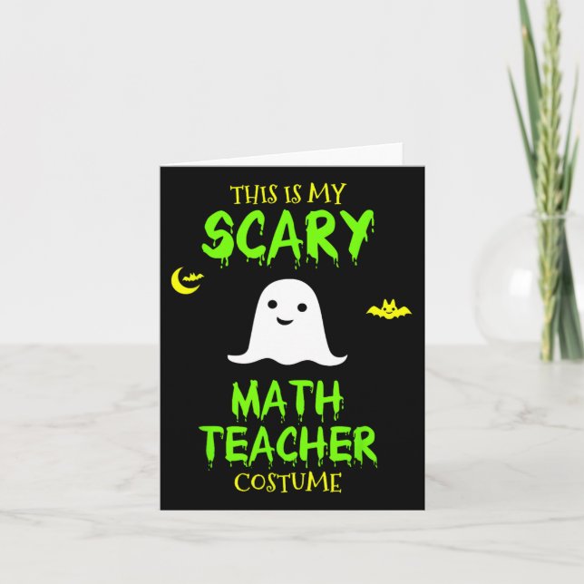 Scary Math Teacher Costume Halloween Lazy Easy Chr Kort (Framsida)
