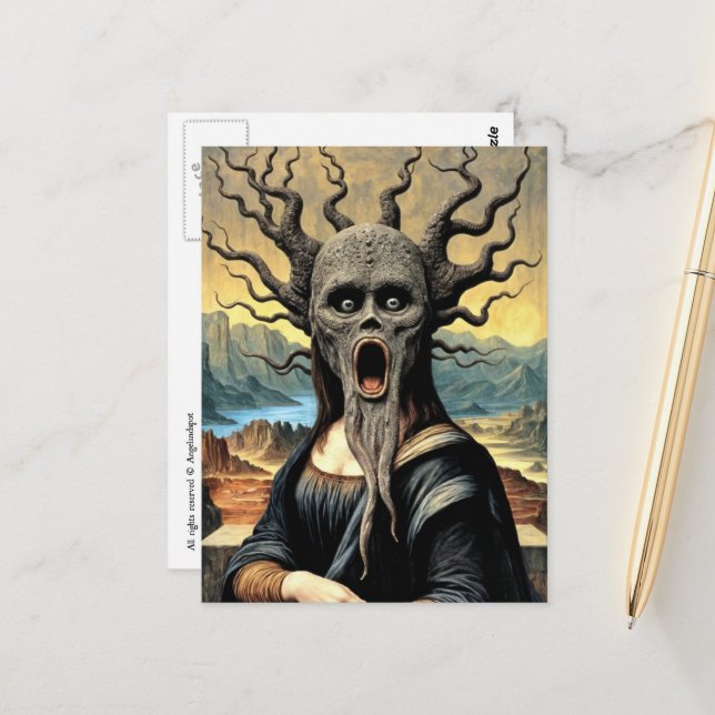 Scary Mona Lisa Horror Vykort (Fram/Back In Situ)