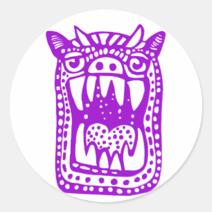 Scary Monster - Lila Runt Klistermärke