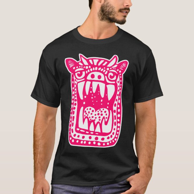 Scary Monster - Neon Red T-shirt (Framsida)