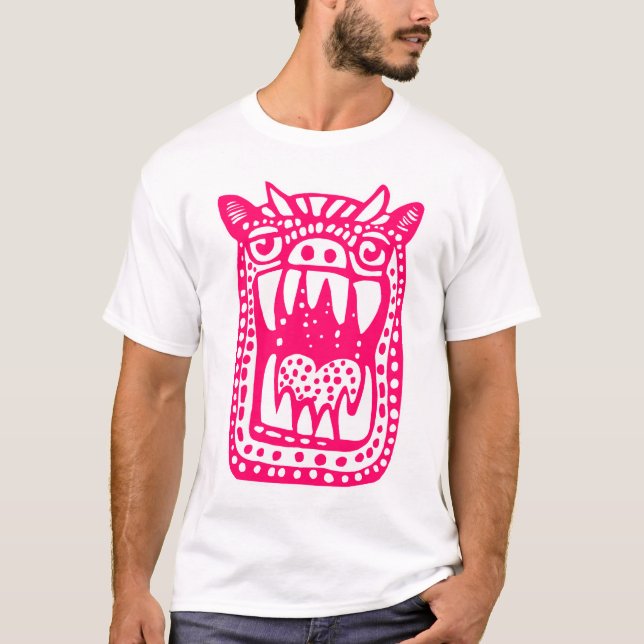 Scary Monster - Neon Red T-shirt (Framsida)