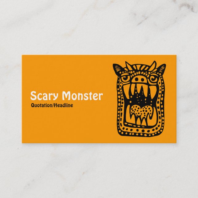 Scary Monster - Orange Front Grått Back Visitkort (Framsida)