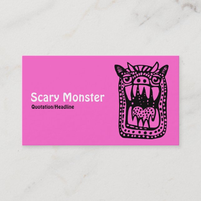 Scary Monster - Rosa Front Grått Back Visitkort (Framsida)