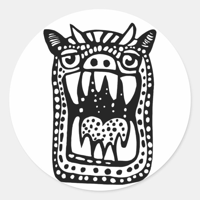 Scary Monster - svart Runt Klistermärke (Framsida)