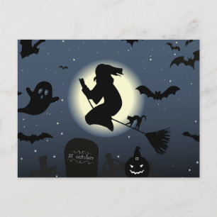 Scary Mörk Halloween Natt och Witch Helg Vykort