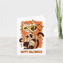 Scary Mummy Cat Happy halloween Kort