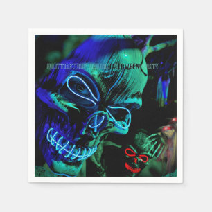 Scary Neon Teal Döskallars Halloween Namn Pappersservett