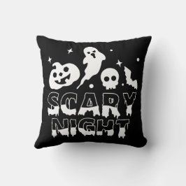 Scary Night Black och white Halloween Kudde