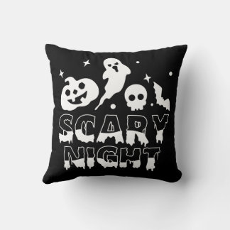 Scary Night Black och white Halloween Kudde