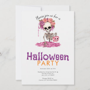 Scary och Creepy Skeleton Halloween fest Inbjudningar
