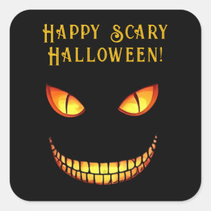 Scary Ögon och Crazy Smile Halloween Fyrkantigt Klistermärke