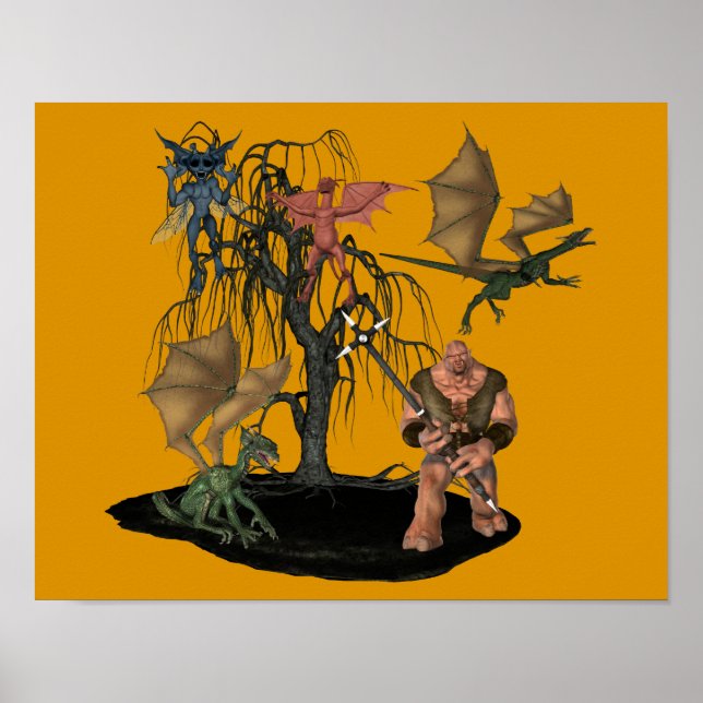 Scary Ogre Goblin Creatures Halloween Poster (Framsidan)