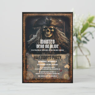 Scary Pirat Skull Black Halloween fest Inbjudningar