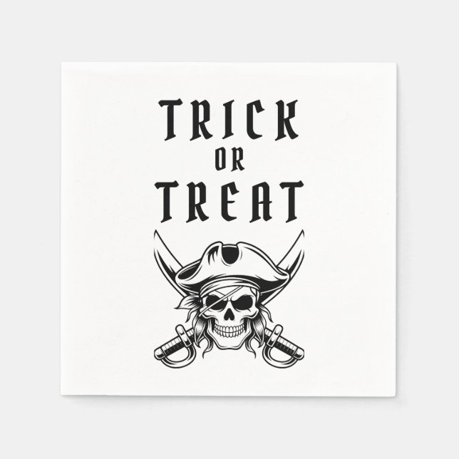 Scary Pirate Skull Trick Or Treat Halloween Pappersservett (Framsidan)