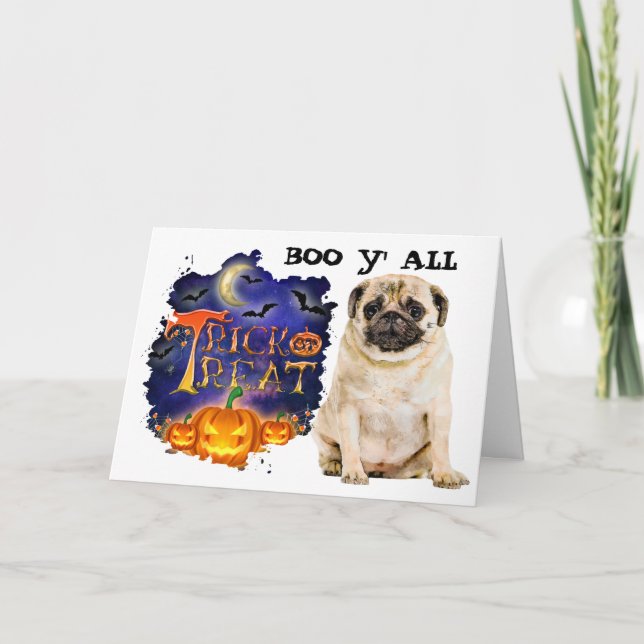 Scary Pug Halloween Kort (Framsida)