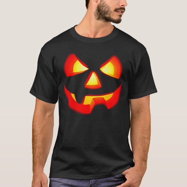 Scary Pumpkin Ansikte Jack O'Lantern Halloween Jac T Shirt (Framsida)