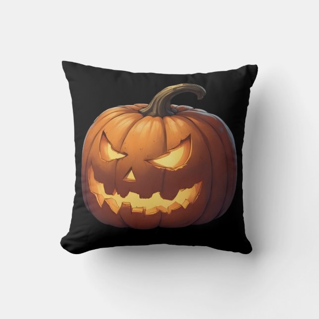 Scary Pumpkin Ansikte Kudde (Framsida)