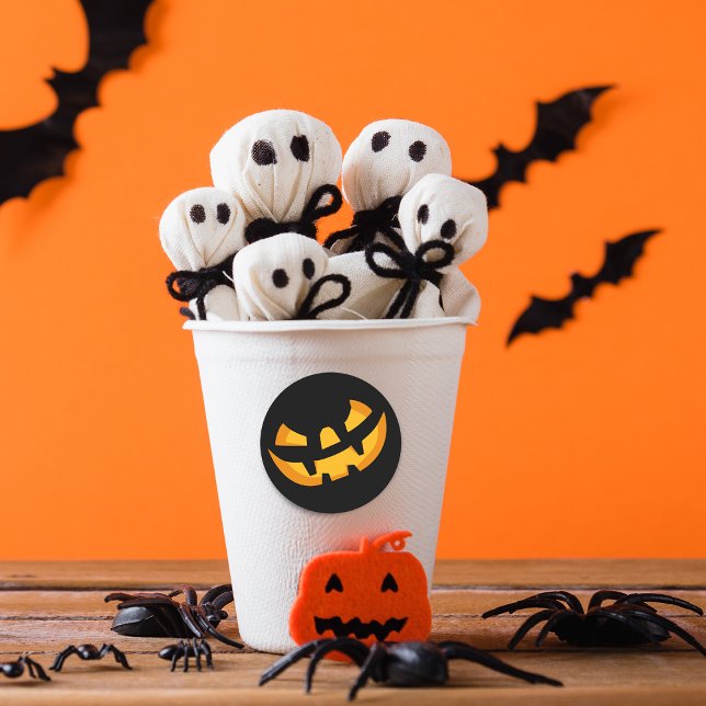 Scary Pumpkin Ansikte Runt Klistermärke (Scary Pumpkin Face Classic Round Sticker)