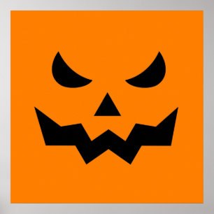 Scary Pumpkin Ansikte Square Poster (24x24)