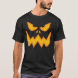 Scary Pumpkin Ansikte T-shirt<br><div class="desc">Skarpt Pumpkin Ansikte svart t-shirt med glödande orange.</div>