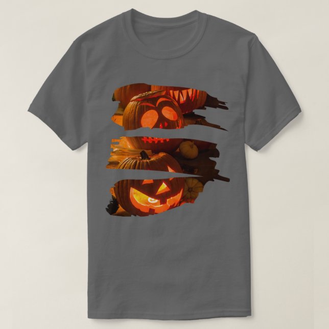 Scary pumpkin faces  Scary jack o lantern Spooky H T Shirt (Design framsida)
