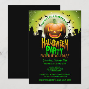 Scary Pumpkin Graveyard Halloween Costume Party Inbjudningar