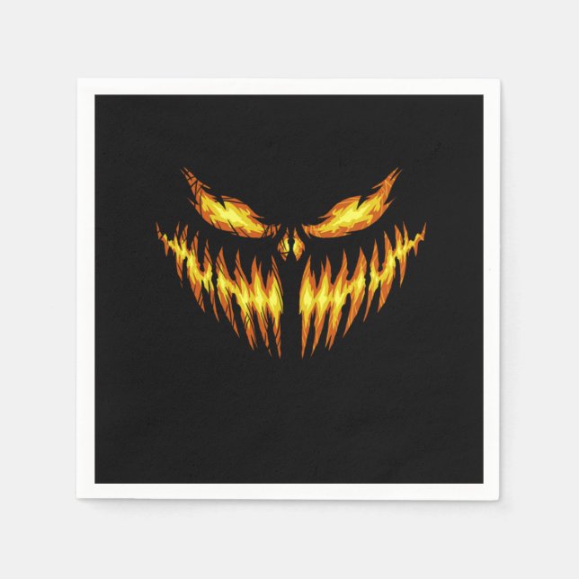 Scary Pumpkin Halloween Ansikte Gift Idea Pappersservett (Framsidan)