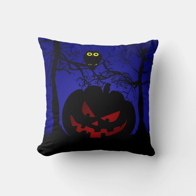 Scary Pumpkin Halloween Decorative Kudde (Framsida)