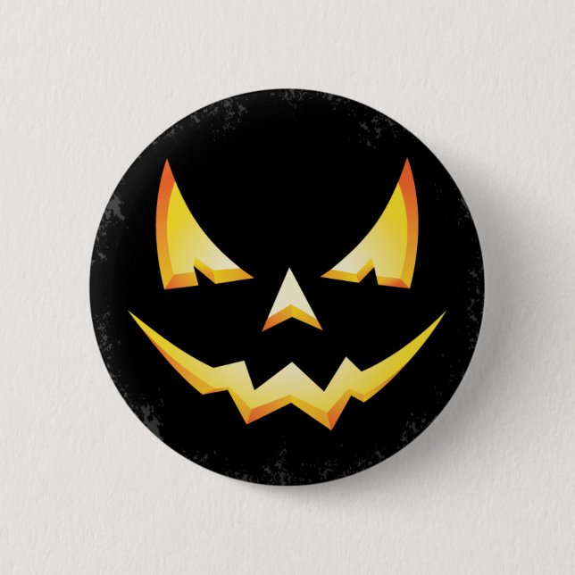 Scary Pumpkin Halloween Round Button Knapp (Framsida)