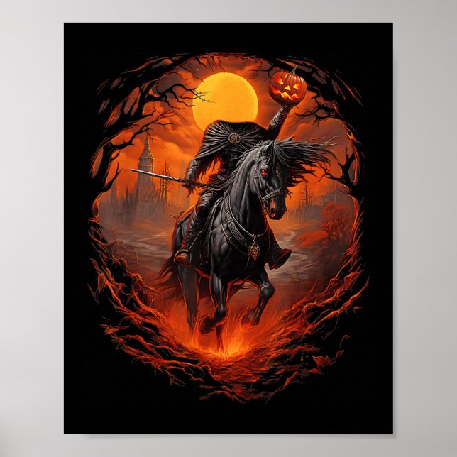 Scary Pumpkin Headless Horseman Halloween Poster (Framsidan)