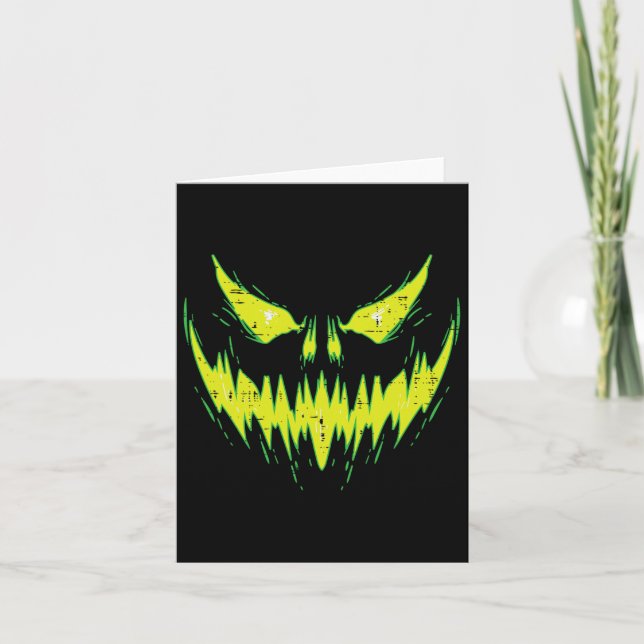 Scary Pumpkin Jack o lantern Ansikte Halloween Man Kort (Framsida)