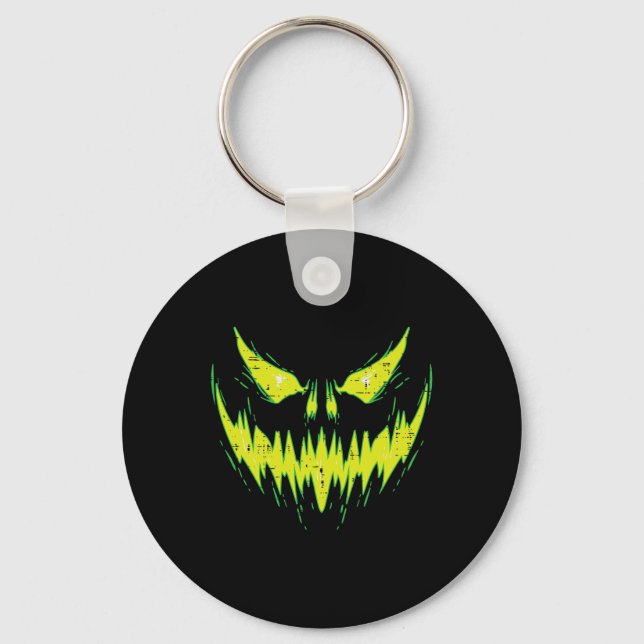 Scary Pumpkin Jack o lantern Ansikte Halloween Man Nyckelring (Framsida)